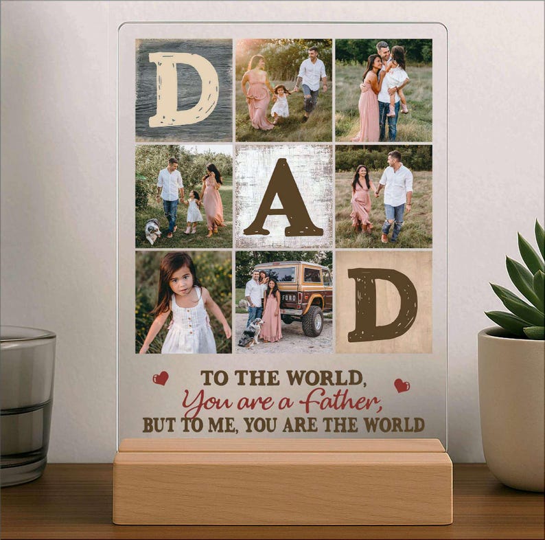 Personalized Dad Photo Collage Night Light, Custom Dad Photo Gift, Father's Day Gift, Gift for Dad, Best Dad Gift, Gift For Husband