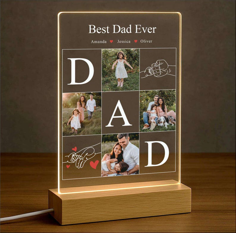 Personalized Dad Photo Collage Night Light, Custom Dad Photo Gift, Father's Day Gift, Gift for Dad, Best Dad Gift, Gift For Husband