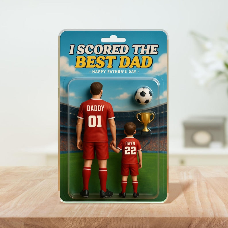 Custom I Scored The Best Dad Soccer Shape Acrylic Blocks, Father's Day Gift, Soccer Custom Figure, Gift For Husband, Soccer Gift For Dad.