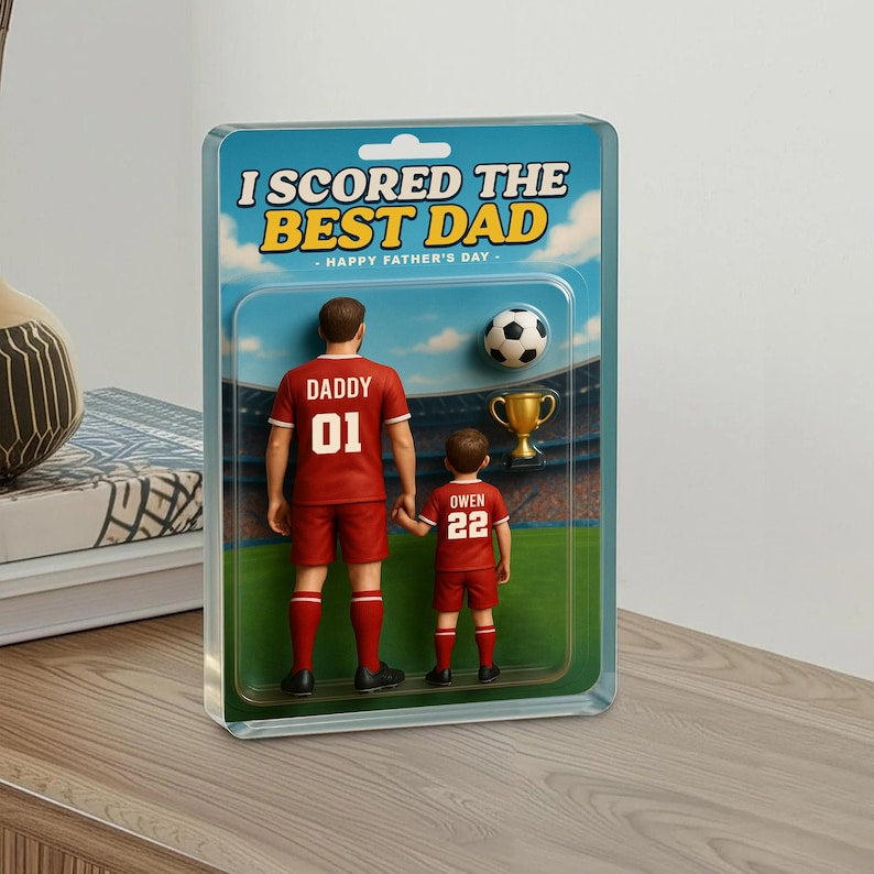 Custom I Scored The Best Dad Soccer Shape Acrylic Blocks, Father's Day Gift, Soccer Custom Figure, Gift For Husband, Soccer Gift For Dad.
