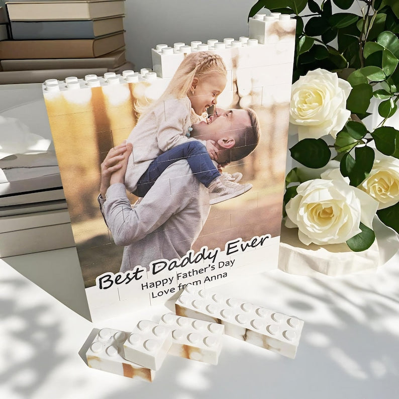 Personalized Father's Day Gift,Custom Photo Block,Building Brick Puzzle,Gift for Daddy,First Father's Day Gift,Unique Gift for Dad,Grandpa