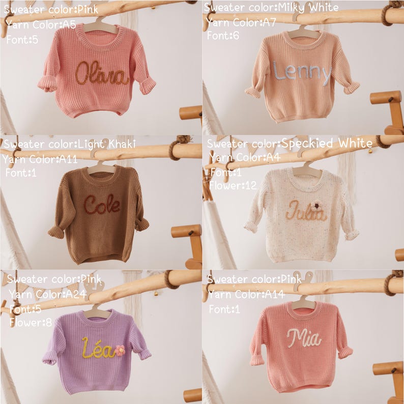 Personalized Hand embroidered Name Baby Sweater,Custome Baby Name Sweater,Pink Baby Girls Sweater With Name,Birthday Gift For Baby Girls Boy