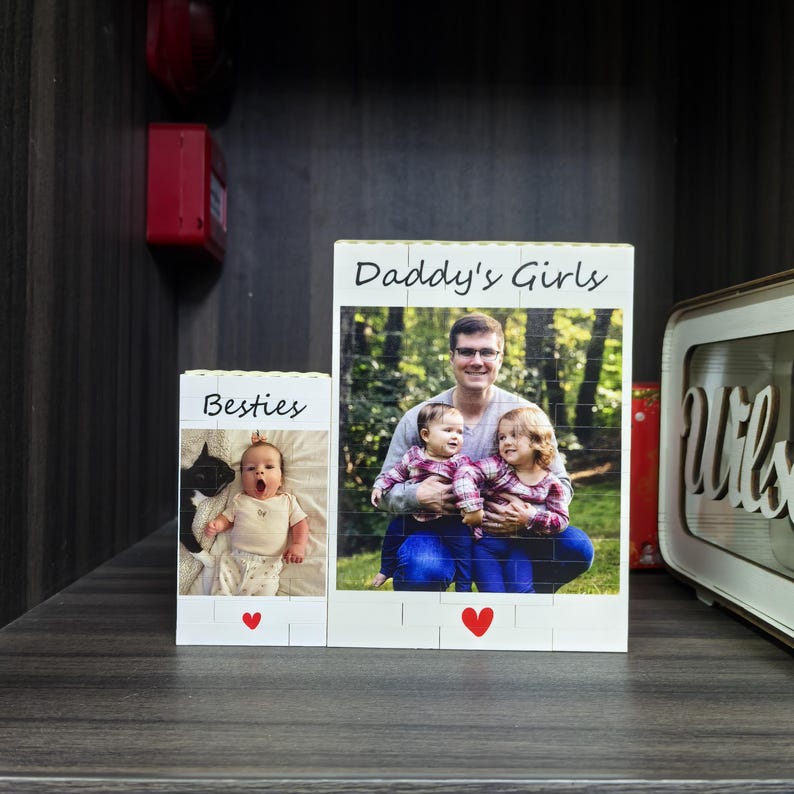 Personalised Daddy & Me Building Brick Photo Block, Gift for Dad, Building Block, Puzzle, Grandad, Grandpa, Birthday Gift, Father's Day Gift