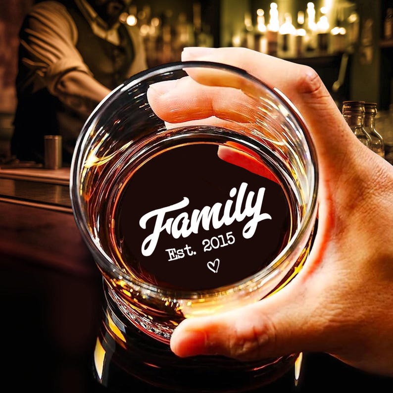 Custom Photo Whiskey Glass, Engraved Photo Rocks Glass, Personalized Glass with Picture, Gift for Him, Family Gift, Birthday Gift