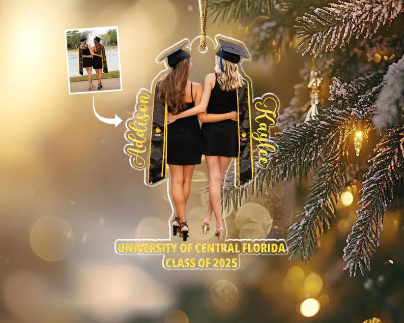 Custom Graduation Photo Ornament, Class of 2025 Ornament, High School Graduation Gift For Daughter, College Graduated Gift, Gift For Her