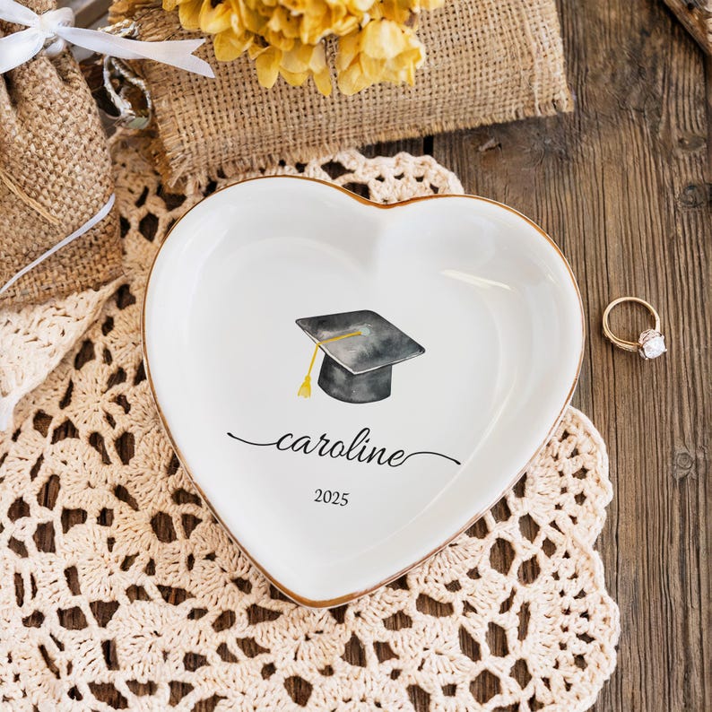 Personalized Graduation Ring Dish, Class of 2025, Jewelry Dish, Custom Gifts, Gift for Friend, Graduation Gift For Her, Senior 2025