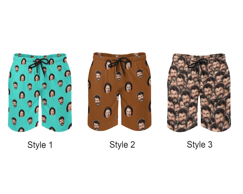 Custom Face Beach Shorts, Face Photo Swim Trunks, Personalized Picture Swimwear, Bachelor party Gift