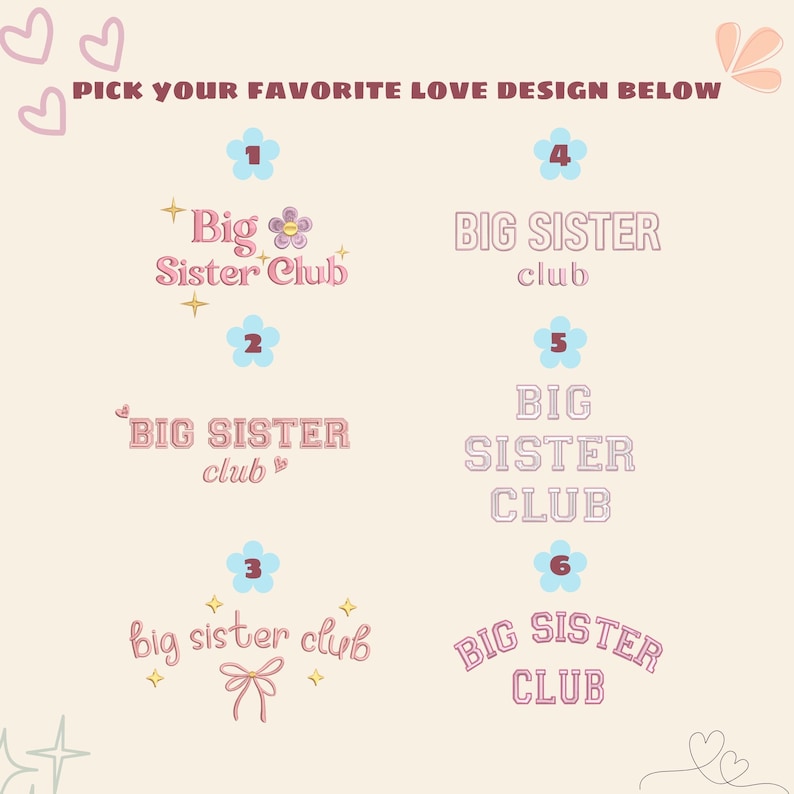 Big Sister Club Embroidery Sweatshirt , Sweatshirt for Sibling Announcement, New Baby Sibling Shirt for Big Sisters Mother's Day Gifts