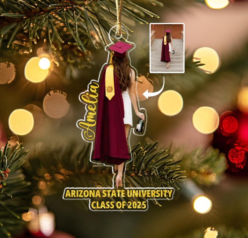 Custom Graduation Photo Ornament, Class of 2025 Ornament, High School Graduation Gift For Daughter, College Graduated Gift, Gift For Her