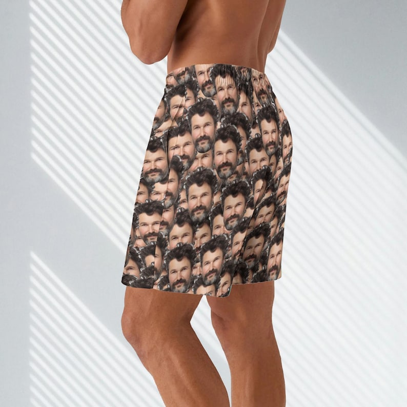 Custom Face Beach Shorts, Face Photo Swim Trunks, Personalized Picture Swimwear, Bachelor party Gift