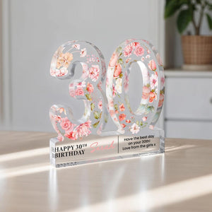 Personalised 30th Birthday Gift Plaque, Happy 30th Birthday Gift For Her, 30th Birthday Gifts, Floral 30th Gift, Gift for Her