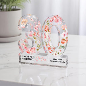 Personalised 30th Birthday Gift Plaque, Happy 30th Birthday Gift For Her, 30th Birthday Gifts, Floral 30th Gift, Gift for Her