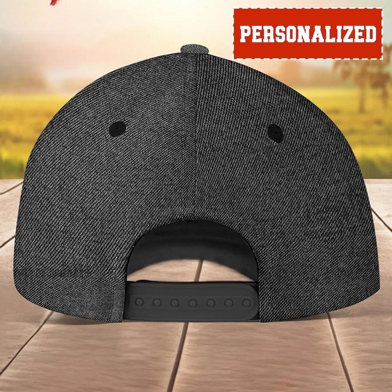 First Dad Now Grandpa - Personalized Baseball Cap for Him, Custom Kid Name Patriotic Classic Cap, Father's Day, Custom Adjustable Cap