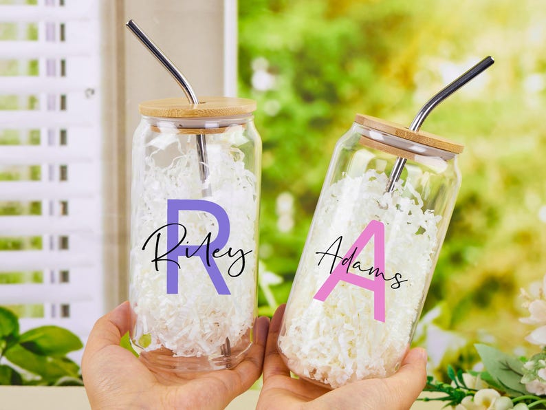 Custom Teacher Tumbler, Personalized Teacher Tumbler with Lid and Straw, Teacher Glass Tumbler, Teacher Appreciation Gifts, Iced Coffee Cup