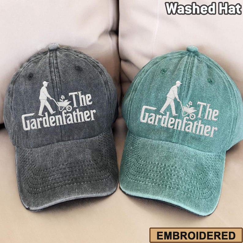 Embroidered The Gardenfather Washed Hat, Plant Daddy Hat, Botanical Dad Baseball Cap, Gardening Gift For Him, Funny Nature Embroidery Hat il_794xN.6858184678_fgnx.jpg