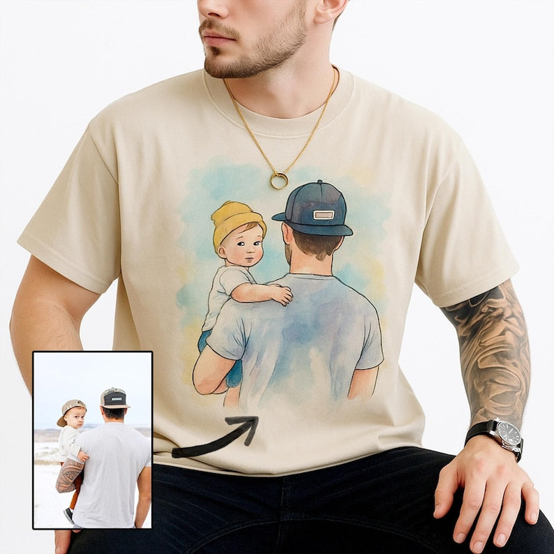 Custom Photo Shirt For Dad, Fathers Day Gifts, Father's Day Shirt, Personalized Dad Portrait Shirt, Dad Birthday Gifts, Gift for Husband