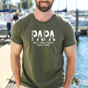 Personalized Papa Shirt, The Man The Myth The Legend The Hero, Papa Shirt With Kids Name, Papa Tshirt, Custom Papa Gift, Dad Shirt