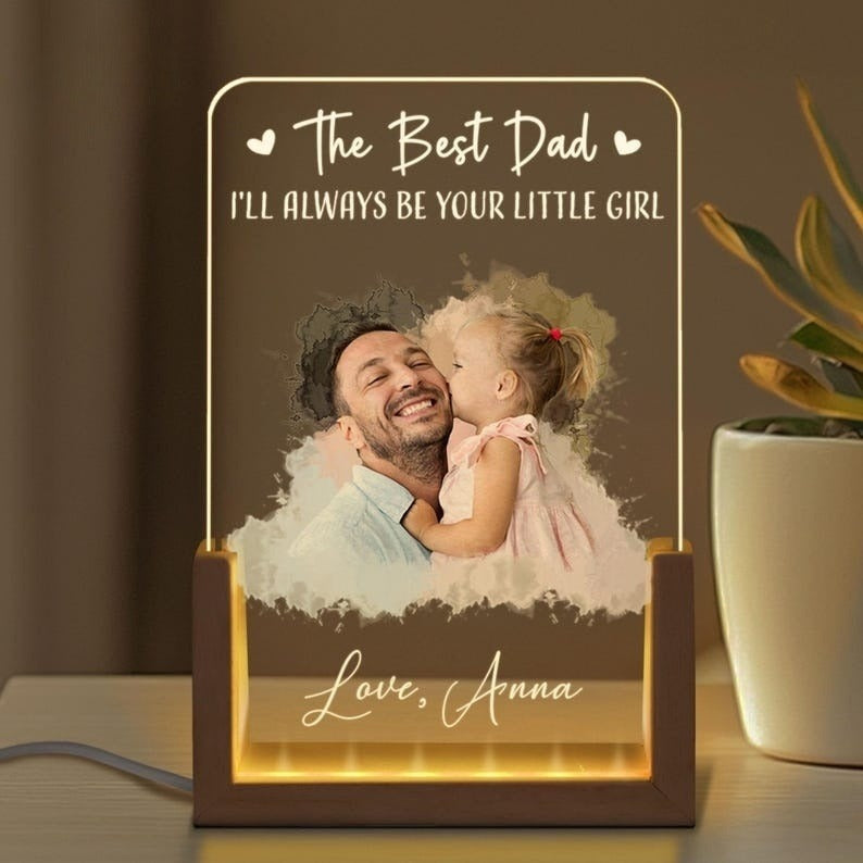 Personalized Father's Day Gift, Dad Photo Night Light, Best Dad Gift From Kid, LED Light Gift for Dad, Bedroom Night Light, Gift For Husband