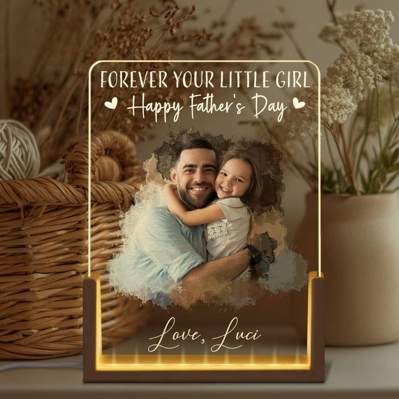 Personalized Father's Day Gift, Dad Photo Night Light, Best Dad Gift From Kid, LED Light Gift for Dad, Bedroom Night Light, Gift For Husband