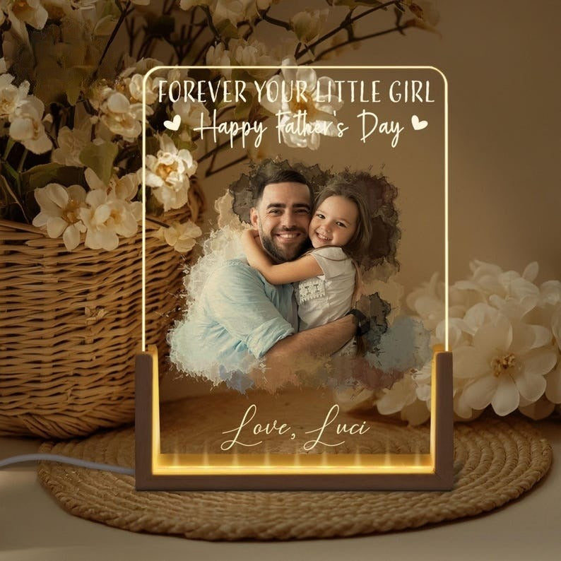 Personalized Father's Day Gift, Dad Photo Night Light, Best Dad Gift From Kid, LED Light Gift for Dad, Bedroom Night Light, Gift For Husband