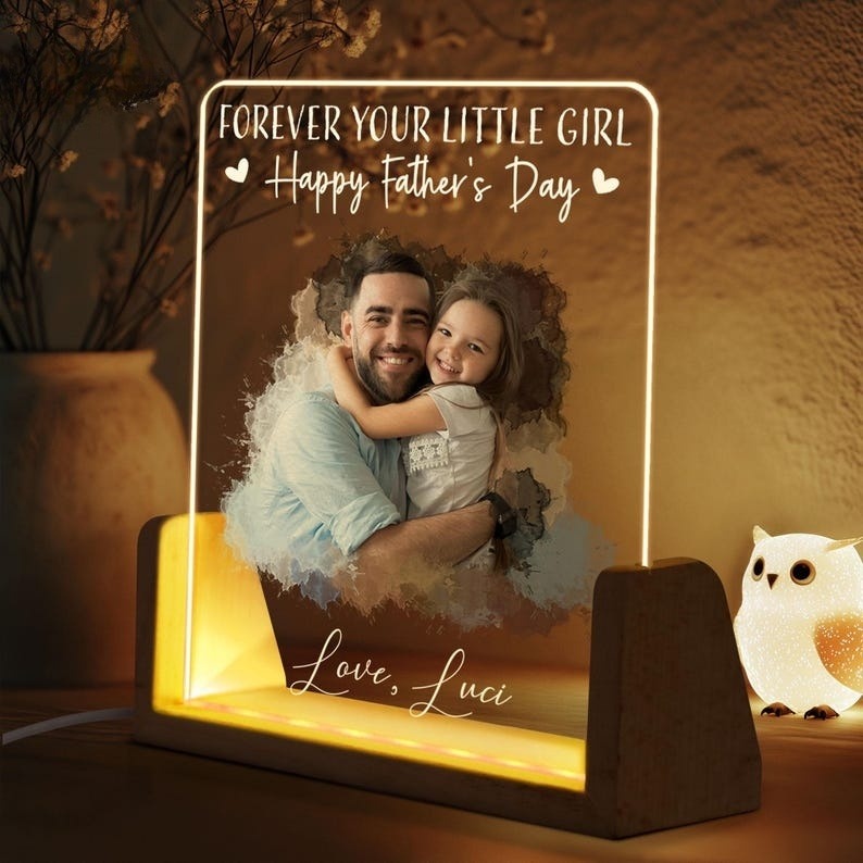 Personalized Father's Day Gift, Dad Photo Night Light, Best Dad Gift From Kid, LED Light Gift for Dad, Bedroom Night Light, Gift For Husband