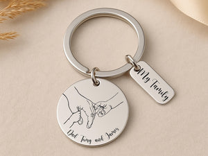 Personalised Daddy Keyring, Engraved Gift for Dad from Kids, Custom Father s Day Gift, New Dad Present, Daddy Birthday Keychain for Him
