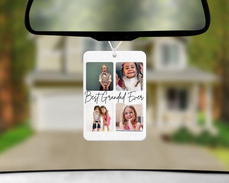 Custom Photo Car Air Freshener Personalised Gift for Grandad, Scented Air Freshener, Memory Keepsake, Car Accessory, Gift from Kids Grandkids