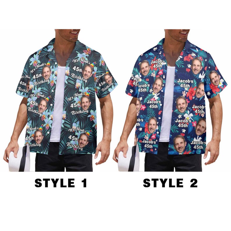 Custom Face Name Age Tropical Hawaiian Shirt: Personalized Birthday Gift