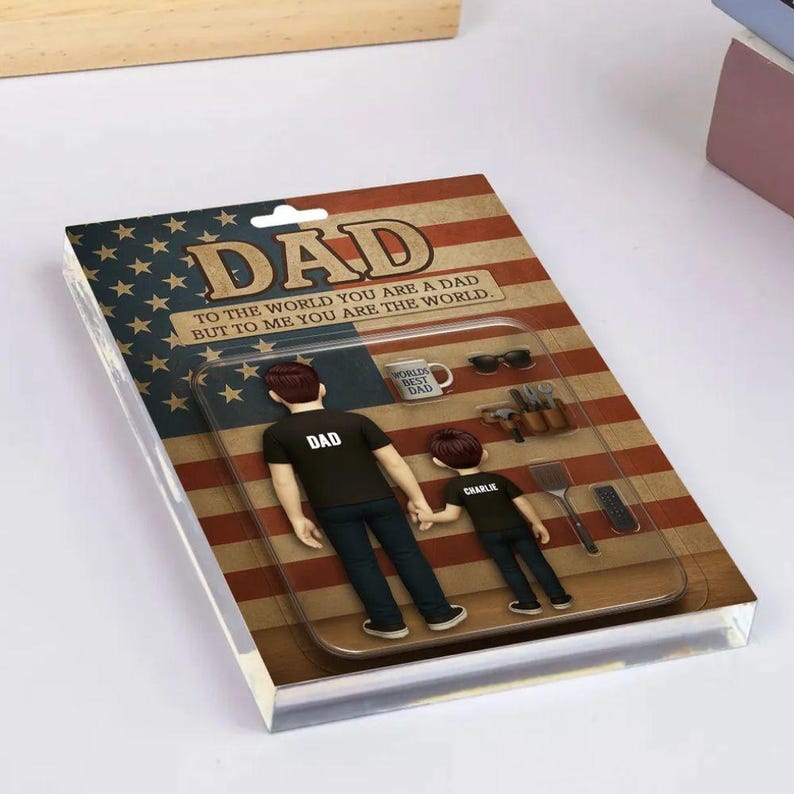 Custom Best Dad Ever American Flag Dad Gift, Personalized Acrylic Block Plaque, Personalized Father's Day Gift for Dad, Gifts for Husband