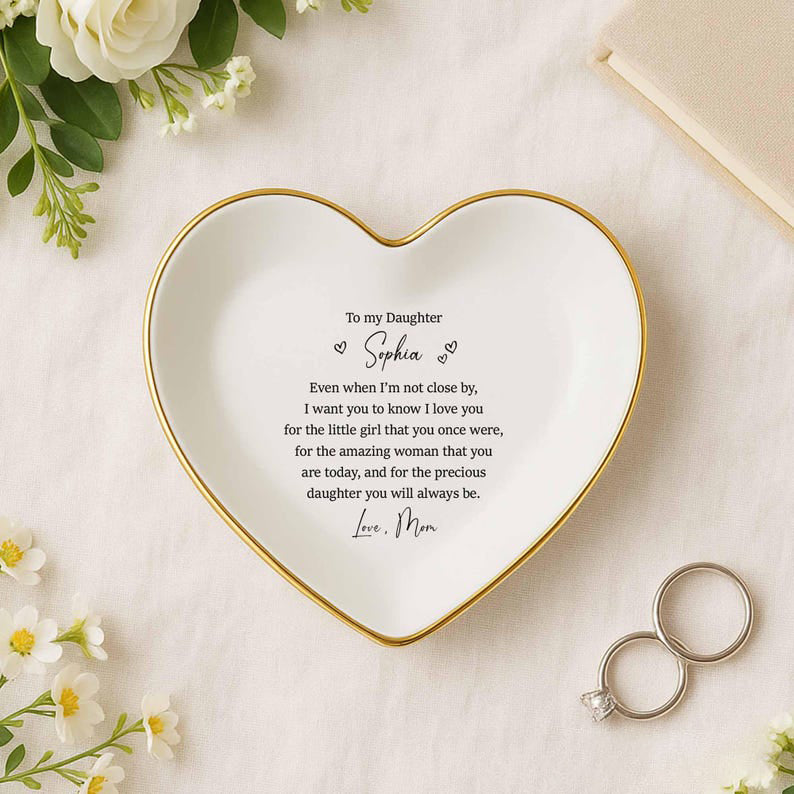 Custom Daughter Jewelry Tray Gift, Special Gift For Daughter From Mom, Daughter Ring Dish Birthday Gift, Daughter Trinket Dish Keepsake