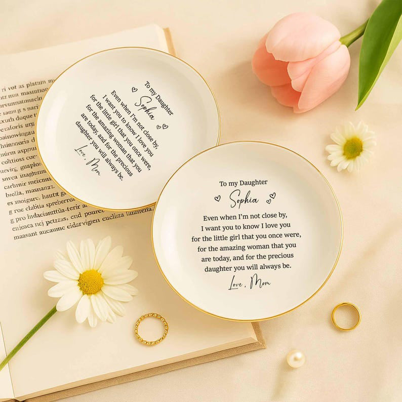 Custom Daughter Jewelry Tray Gift, Special Gift For Daughter From Mom, Daughter Ring Dish Birthday Gift, Daughter Trinket Dish Keepsake