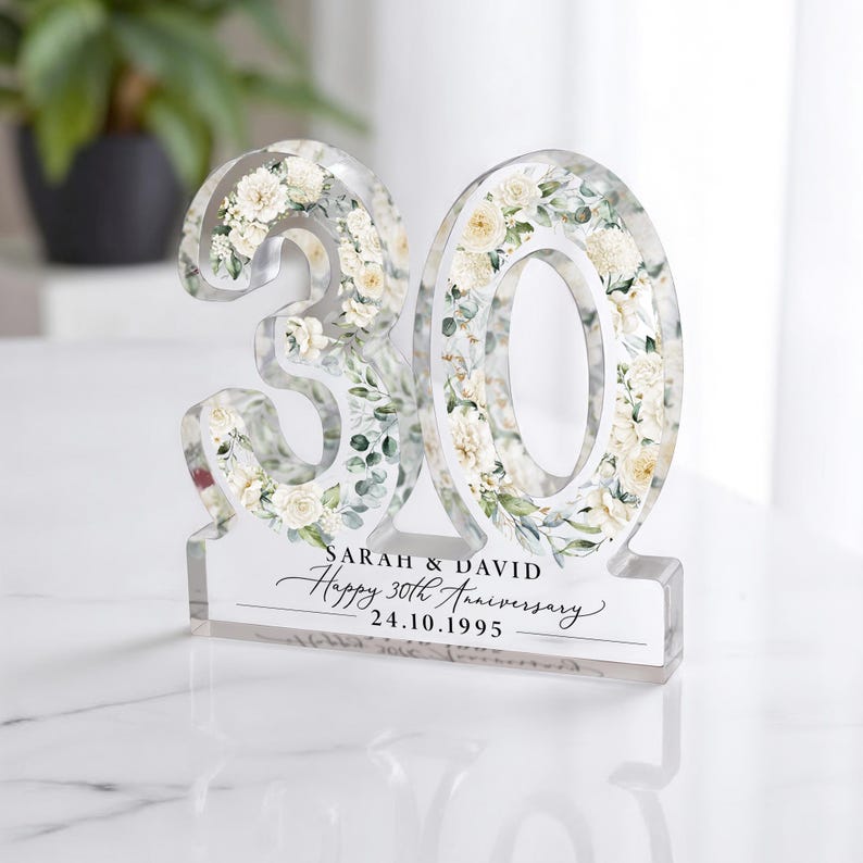 Personalised 30th Anniversary Gift, Pearl Anniversary Plaque, Anniversary Gifts, 30th Anniversary Gift for Husband Wife Parents