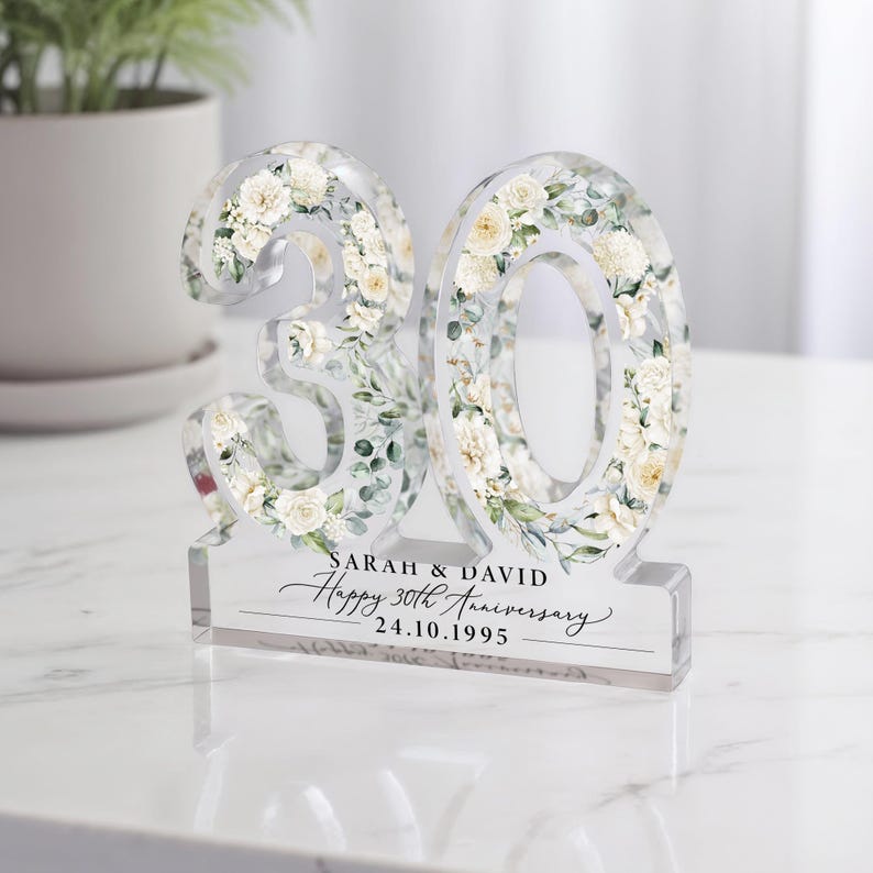 Personalised 30th Anniversary Gift, Pearl Anniversary Plaque, Anniversary Gifts, 30th Anniversary Gift for Husband Wife Parents