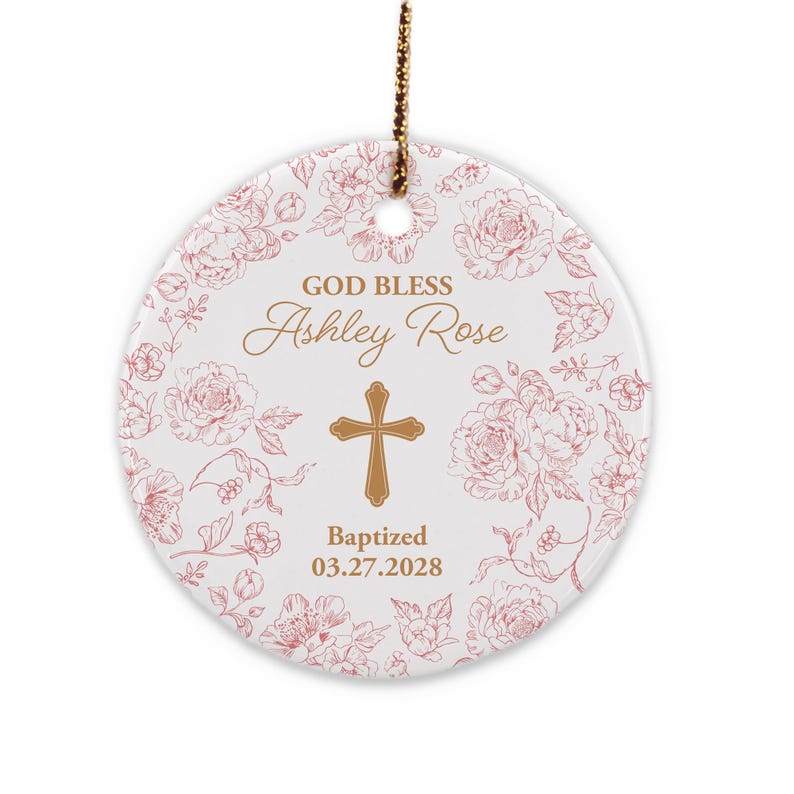 Baptism Ornament, First Communion, Confirmation Ornament, Religious Keepsake Gift, Goddaughter Gift, Godson Gift, Personalized Baptism Gift