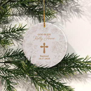 Baptism Ornament, First Communion, Confirmation Ornament, Religious Keepsake Gift, Goddaughter Gift, Godson Gift, Personalized Baptism Gift