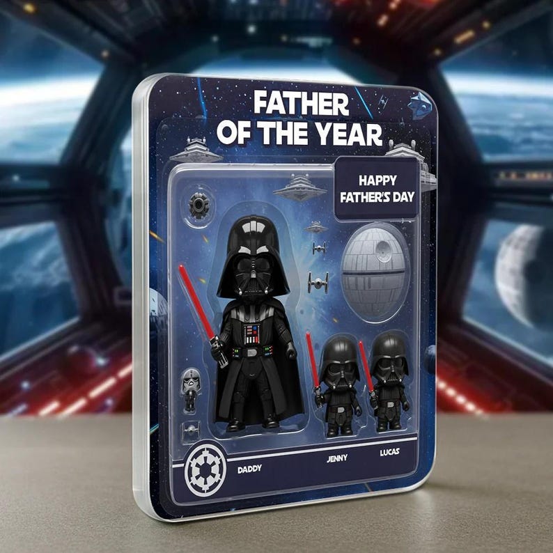 Personalized Father Day Acrylic Plaque, Star Wars Custom Figure Acrylic Block, Darth Vader Gift For Dad, Happy Father Day Gift