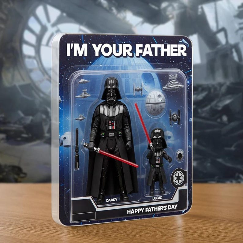 Personalized Father Day Acrylic Plaque, Star Wars Custom Figure Acrylic Block, Darth Vader Gift For Dad, Happy Father Day Gift