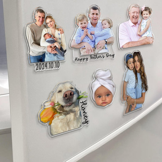 Personalized Father's Day Gift For Dad, Custom Photo Magnet, Dad And Kids Photo Magnet Gift, Family Photo Magnet Gift, Grandpa Photo Magnet