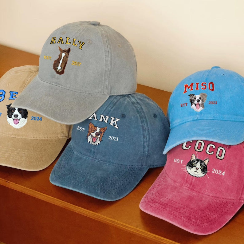 Custom Dog Baseball Trucker Cap Birthday Gift For Her Custom Embroidered Dog Hat Custom Cat Hat Personalized Vintage Baseball Dog Mom Hat