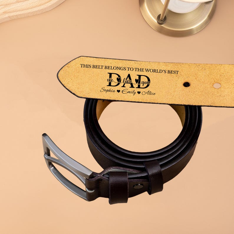Custom Leather Belt for Dad, Personalized Dad Leather Belt, Father's Day Gifts, Funny Gift for Dad, Grandpa, Husband, Engraved Men's Belt