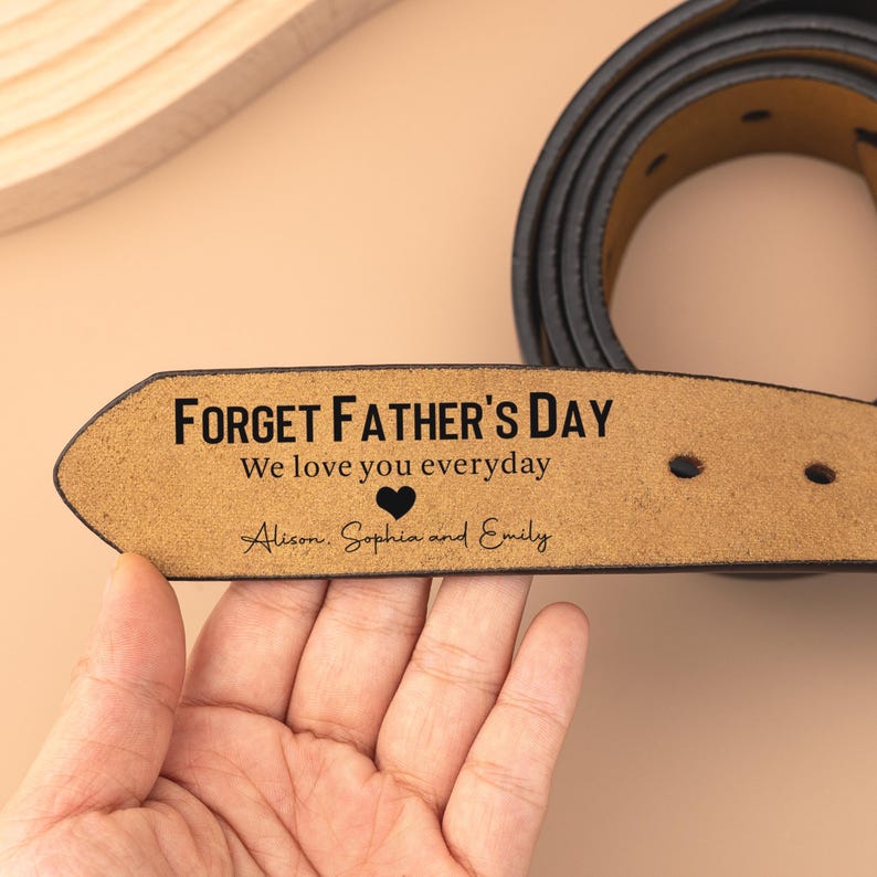 We Love Dad Everyday Custom Leather Belt for Dad, Personalized Dad Leather Belt, Father's Day Gifts, Funny Gift for Dad, Grandpa, Husband, Engraved Men's Belt