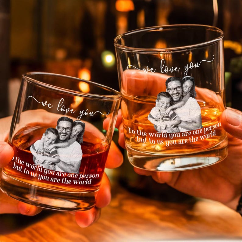 Personalized Photo Whiskey Glass For Dad, Christmas Gifts, Father's Day Gifts From Daughter/ Son, Whiskey Glass For Daddy, Birthday Dad Gift