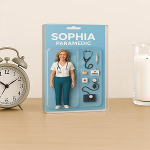 Personalized 3D Paramedic Acrylic Block with Custom Face - EMT Action Figure Style Gift for Him or Her - First Responder Appreciation Gift