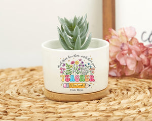 Personalized Flower Pot For Teacher, Gift for Teacher, Thank You For Helping Me Grow, book and pencil Planter, Teacher Appreciation Gift