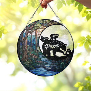 Custom Papa Bear Suncatcher, Custom Bear Family Suncatcher, Fathers Day Gift for Dad, Gift for Dad from Kid, Papa gift, Dad Birthday Gifts