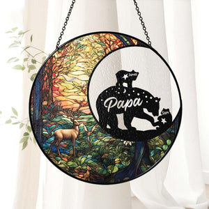 Custom Papa Bear Suncatcher, Custom Bear Family Suncatcher, Fathers Day Gift for Dad, Gift for Dad from Kid, Papa gift, Dad Birthday Gifts