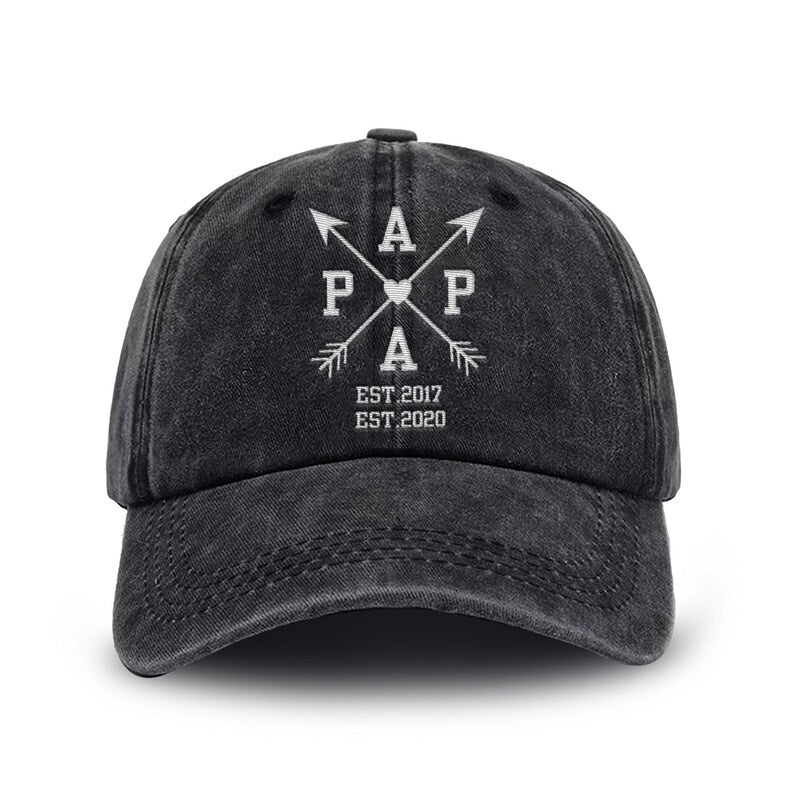 Papa Hat With Custom Year Est, Embroidered Hat, Personalized Papa Hat, Unstructured Grandpa Hat, Father's Day Gift