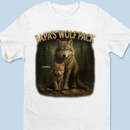 Papa s Wolf Pack - Family Personalized Custom T-shirt- Father's Day, Gift For Dad, Grandpa, Father's Day Gift, Hand Dad Gift