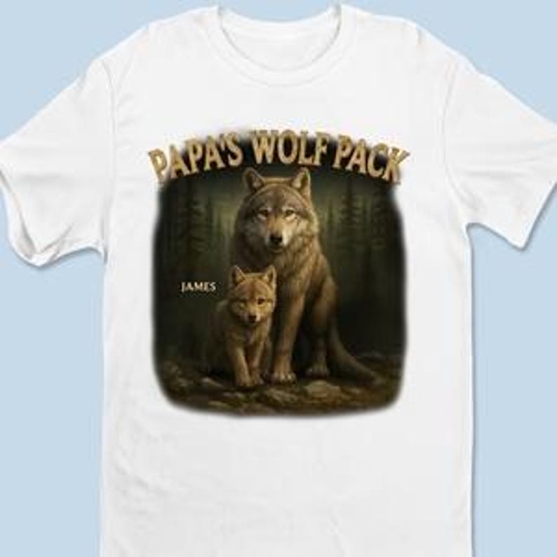 Papa s Wolf Pack - Family Personalized Custom T-shirt- Father's Day, Gift For Dad, Grandpa, Father's Day Gift, Hand Dad Gift