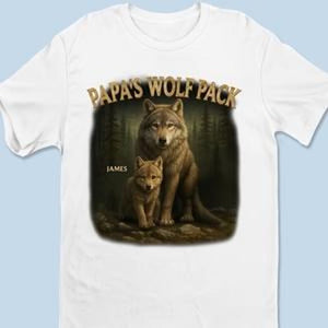 Papa s Wolf Pack - Family Personalized Custom T-shirt- Father's Day, Gift For Dad, Grandpa, Father's Day Gift, Hand Dad Gift